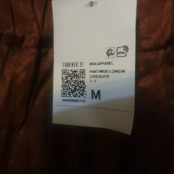 Misses Sz M Forever 21 NWT Brown Silky Pants Wide Leg - Picture 2 of 7